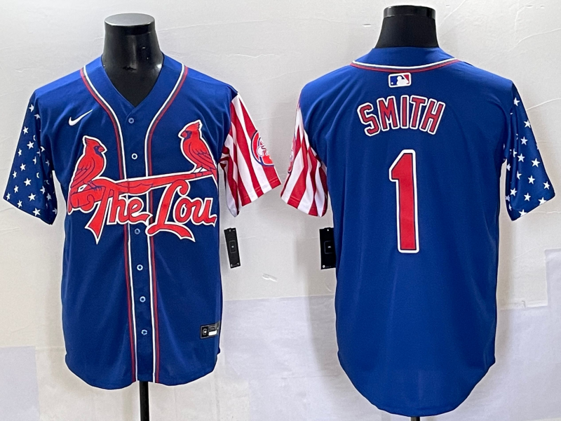 Men St.Louis Cardinals #1 Smith blue 2025 Nike Game MLB Jersey